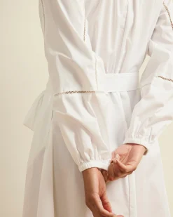 Claire Stretch Poplin Shirtdress White
