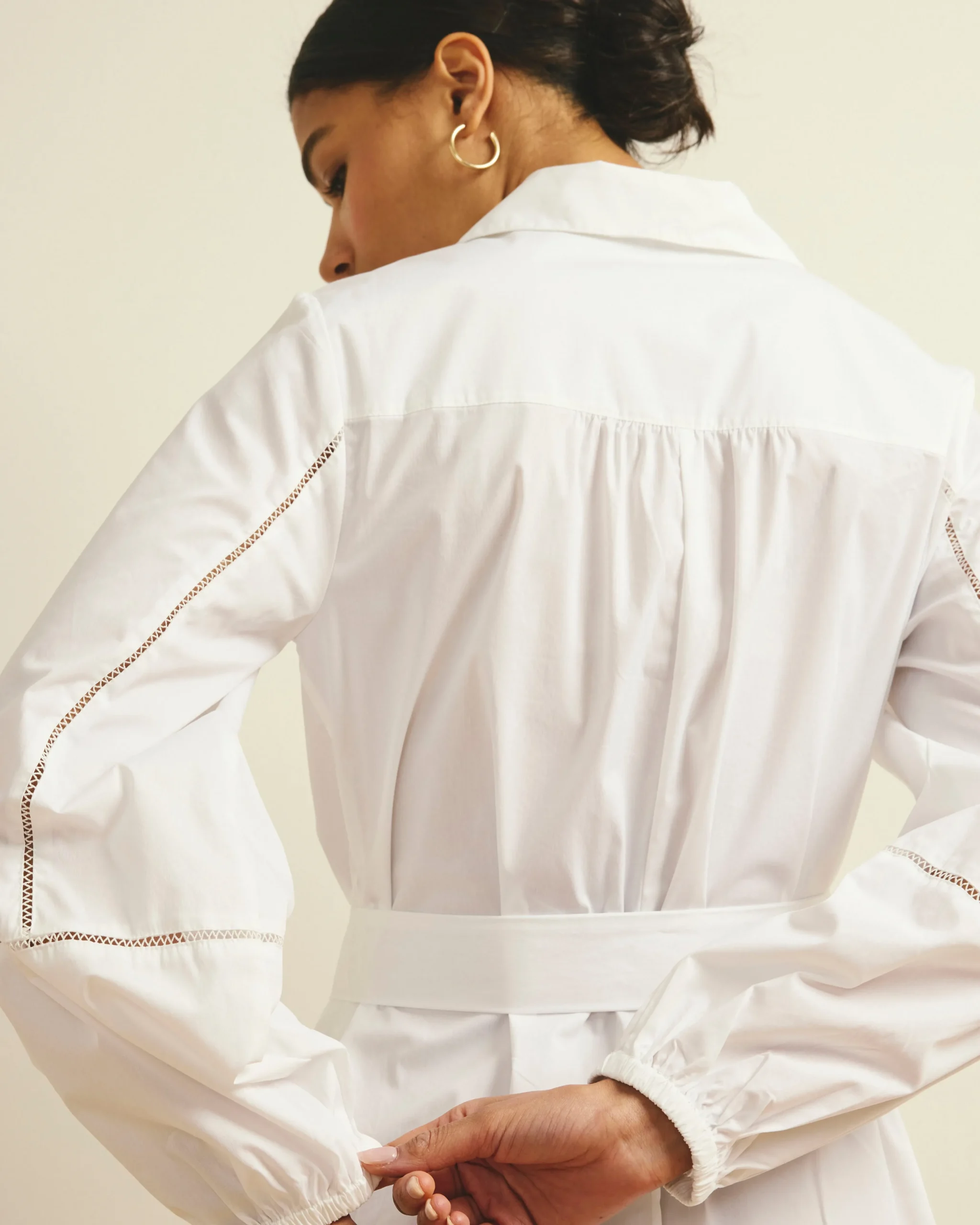 Claire Stretch Poplin Shirtdress White