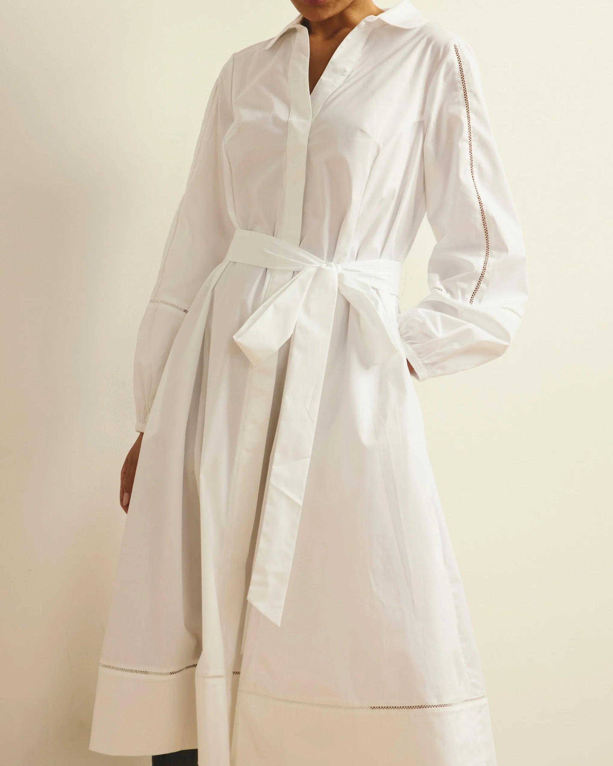 Claire Stretch Poplin Shirtdress White