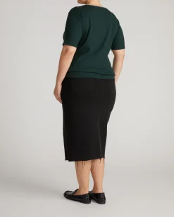 Classic Ribbed Tee Forest Green/Striped Trim