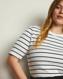 Classic Ribbed Tee Nautical Navy Stripe