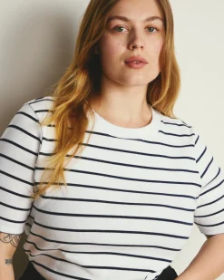 Classic Ribbed Tee Nautical Navy Stripe
