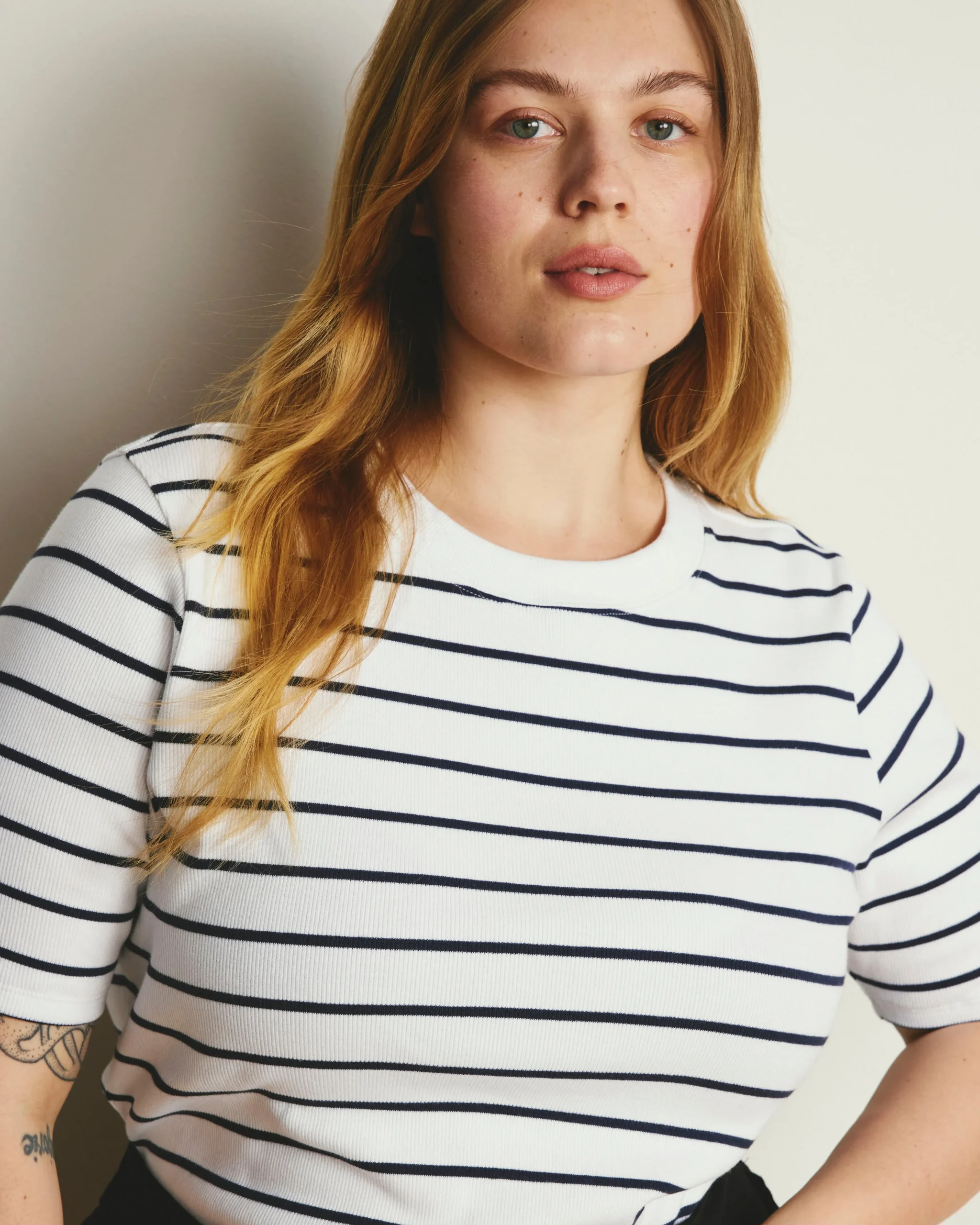 Classic Ribbed Tee Nautical Navy Stripe