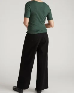 Classic V-Neck Ribbed Tee Conifer