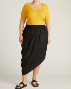 Classic V-Neck Ribbed Tee Goldenrod