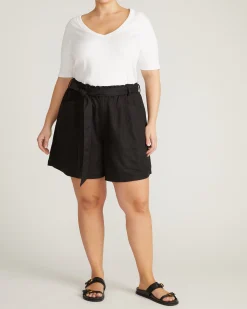 Classic V-Neck Ribbed Tee White