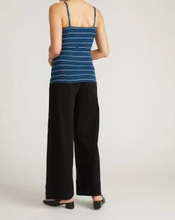 Cloud Rib Camisole Teal/White Microstripe