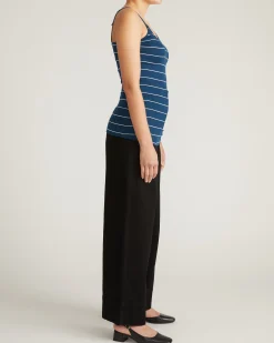 Cloud Rib Camisole Teal/White Microstripe