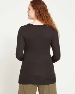 Cloud Rib Long Sleeve V-Neck Tee Black