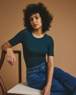 Cloud Rib Short Sleeve Crew Neck Tee Deep Sea