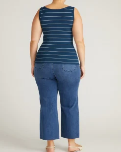 Cloud Rib Tank Teal/White Microstripe