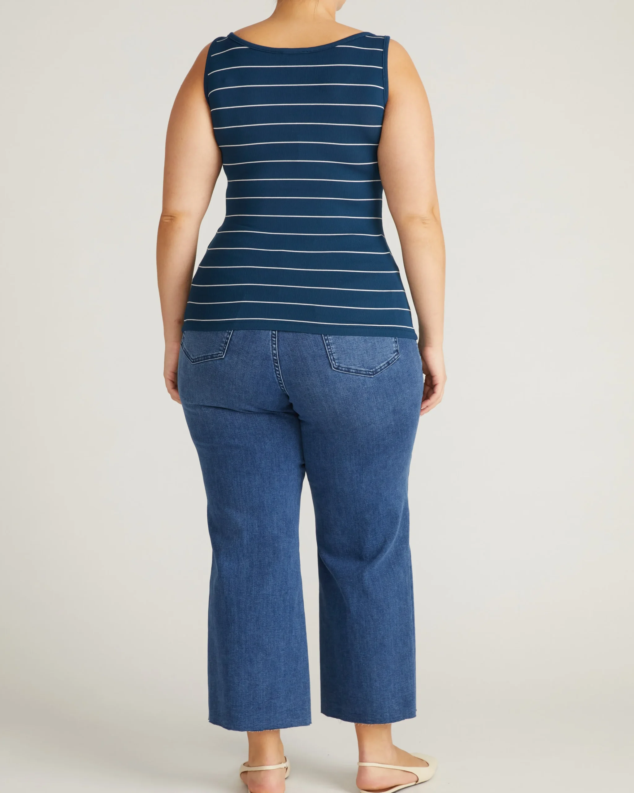 Cloud Rib Tank Teal/White Microstripe