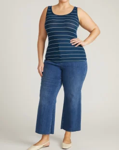 Cloud Rib Tank Teal/White Microstripe
