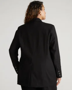 Coastal Linen Blend Blazer Black