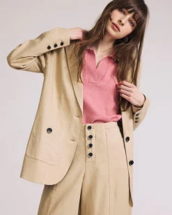 Coastal Linen Blend Blazer Danish Coffee