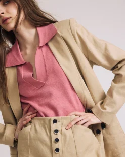 Coastal Linen Blend Blazer Danish Coffee