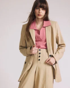 Coastal Linen Blend Blazer Danish Coffee