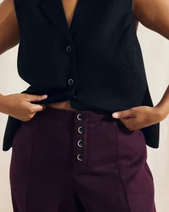 Coastal Linen Blend Pants Acai