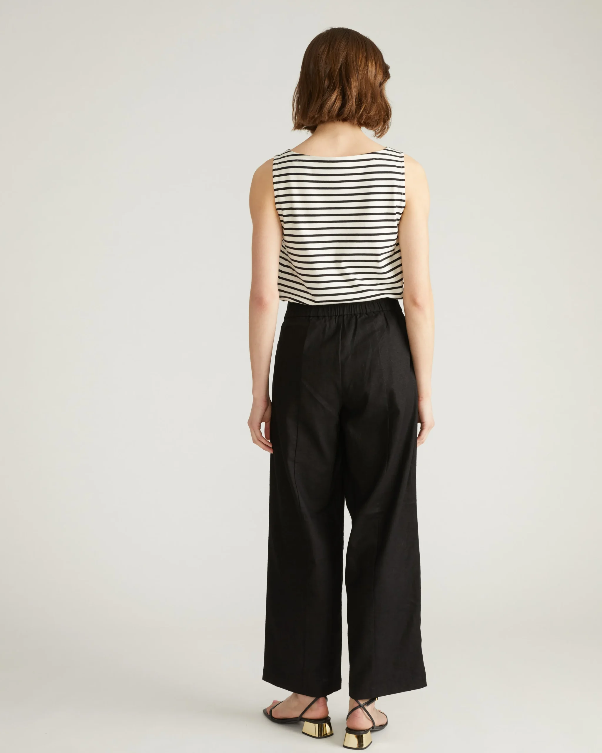 Coastal Linen Blend Pants Black