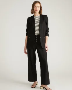 Coastal Linen Blend Pants Black