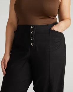Coastal Linen Blend Pants Black