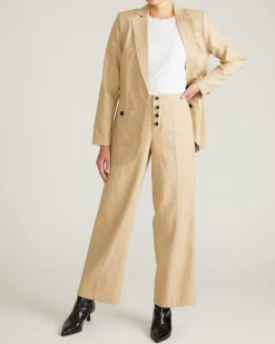 Coastal Linen Blend Pants Danish Coffee