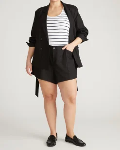 Coastal Linen Blend Shorts Black