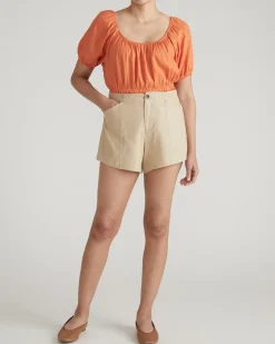 Coastal Linen Blend Shorts Danish Coffee