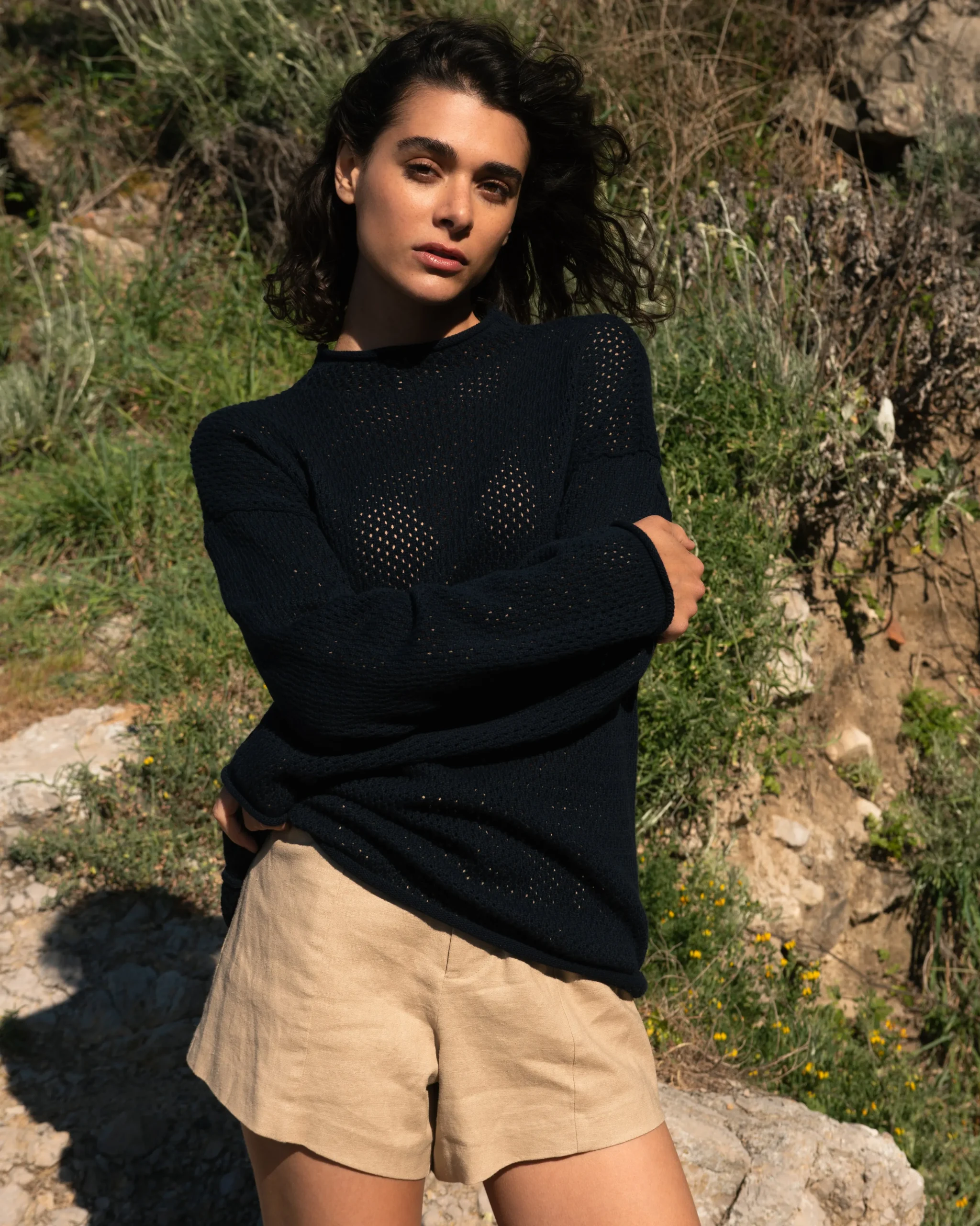Coastal Linen Blend Shorts Danish Coffee