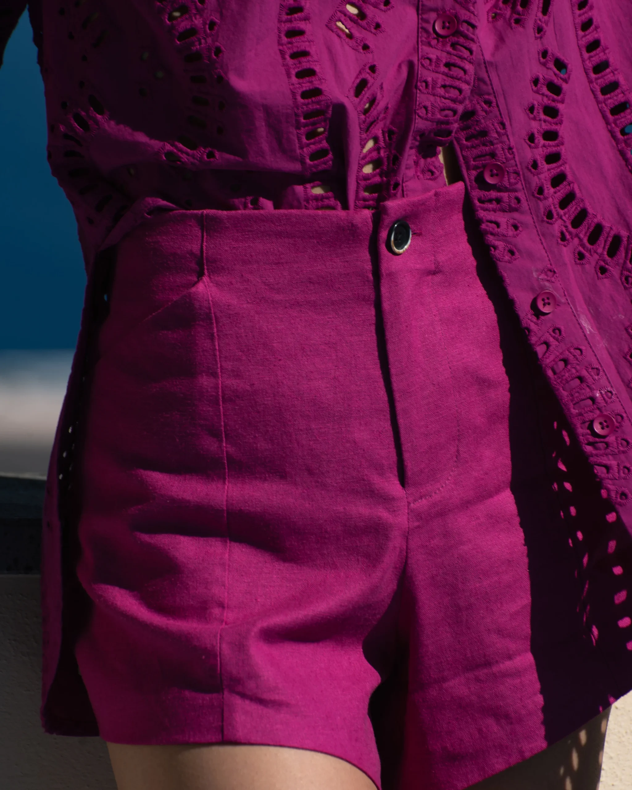 Coastal Linen Blend Shorts Hyper Pink