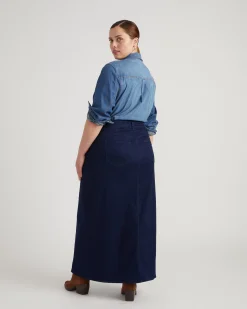 ComfortDenim Maxi Skirt Dark Indigo