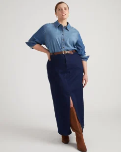 ComfortDenim Maxi Skirt Dark Indigo