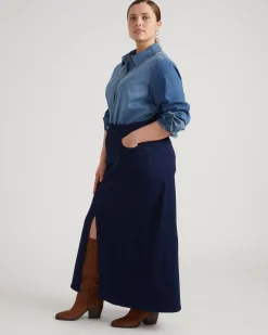 ComfortDenim Maxi Skirt Dark Indigo