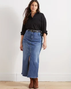 ComfortDenim Maxi Skirt Western Blue Wash