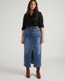 ComfortDenim Maxi Skirt Western Blue Wash