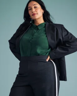 Cooling Stretch Cupro Oversized Artist Shirt Forest Green