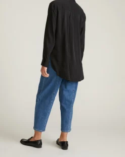 Cooling Stretch Cupro Oversized Artist Shirt Black