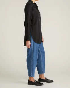 Cooling Stretch Cupro Oversized Artist Shirt Black