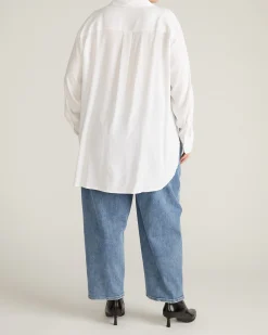 Cooling Stretch Cupro Oversized Artist Shirt White