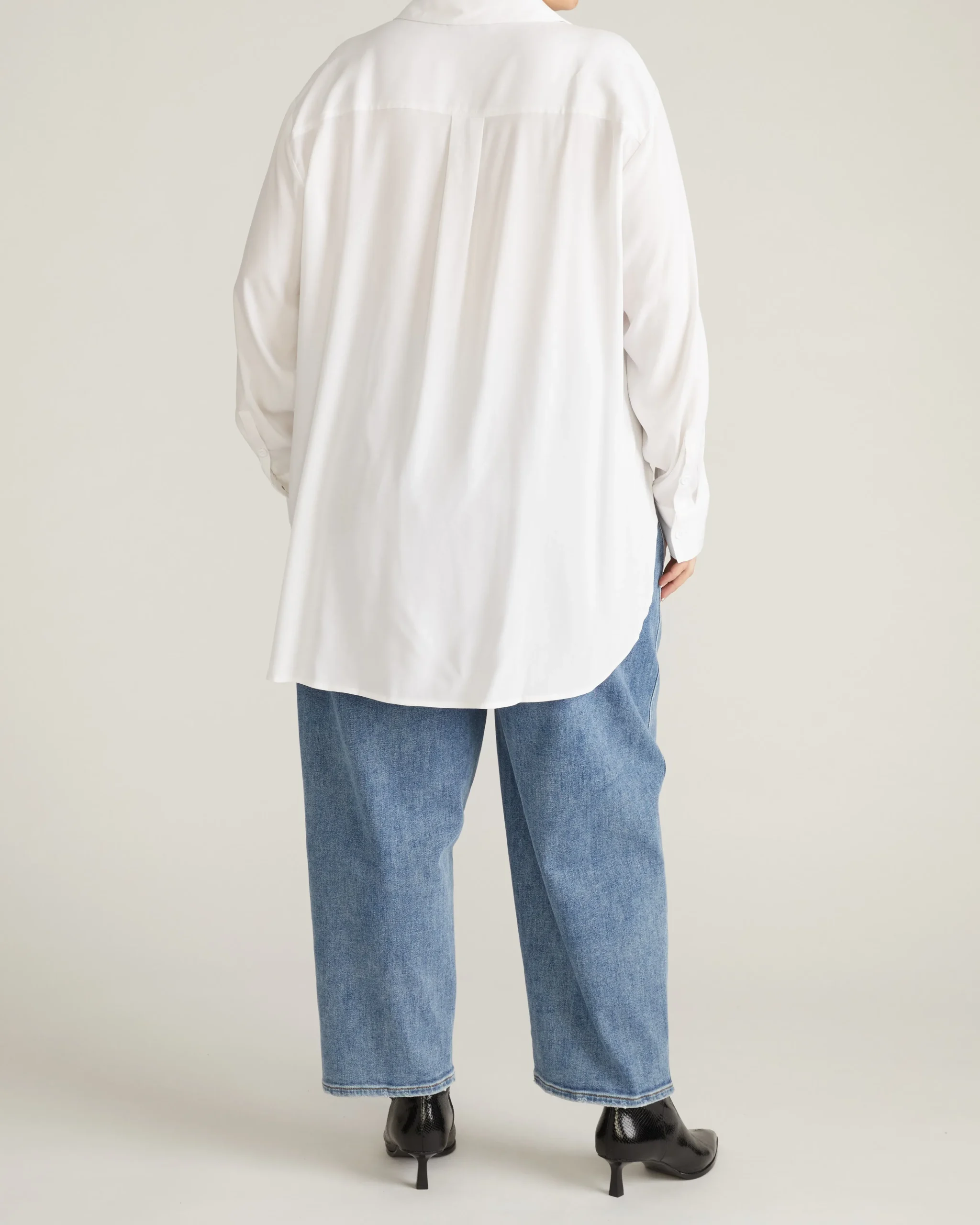 Cooling Stretch Cupro Oversized Artist Shirt White