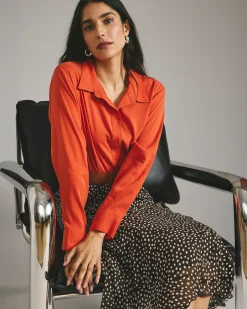 Cooling Stretch Cupro Oversized Artist Shirt Orange Flame