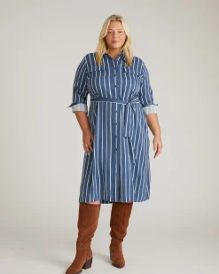 Cooling Stretch Cupro Savannah Dress Ensign Blue/White Stripe
