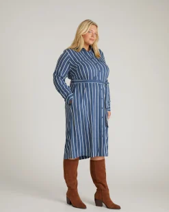 Cooling Stretch Cupro Savannah Dress Ensign Blue/White Stripe