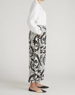 Cosma Barrel Leg Linen Blend Pants Vine Print