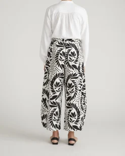 Cosma Barrel Leg Linen Blend Pants Vine Print