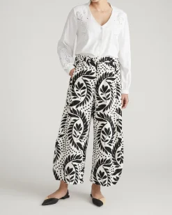 Cosma Barrel Leg Linen Blend Pants Vine Print