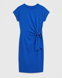Crescent Breton Stripe Knot Dress Solid Ultramarine