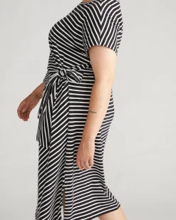 Crescent Breton Stripe Knot Dress Black/White Stripe