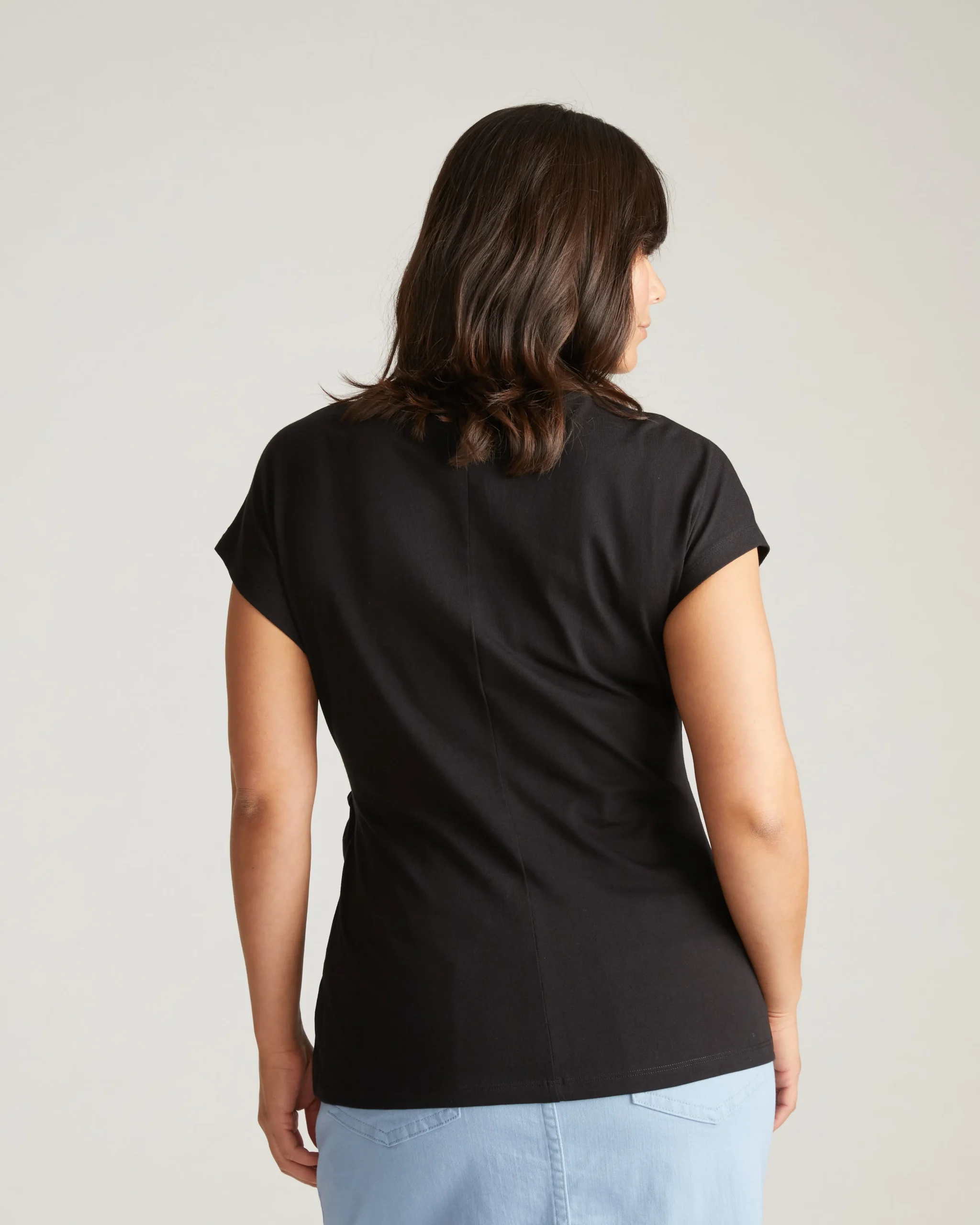Crescent Breton Stripe Knot Tee Solid Black