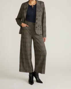 Cropped Wide Leg Ponte Pants British Plaid